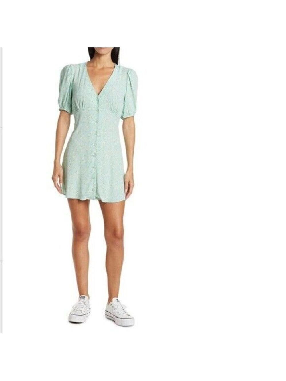 ELODIE Women floral button up mini Dress green BNWOT sz XLarge NEW